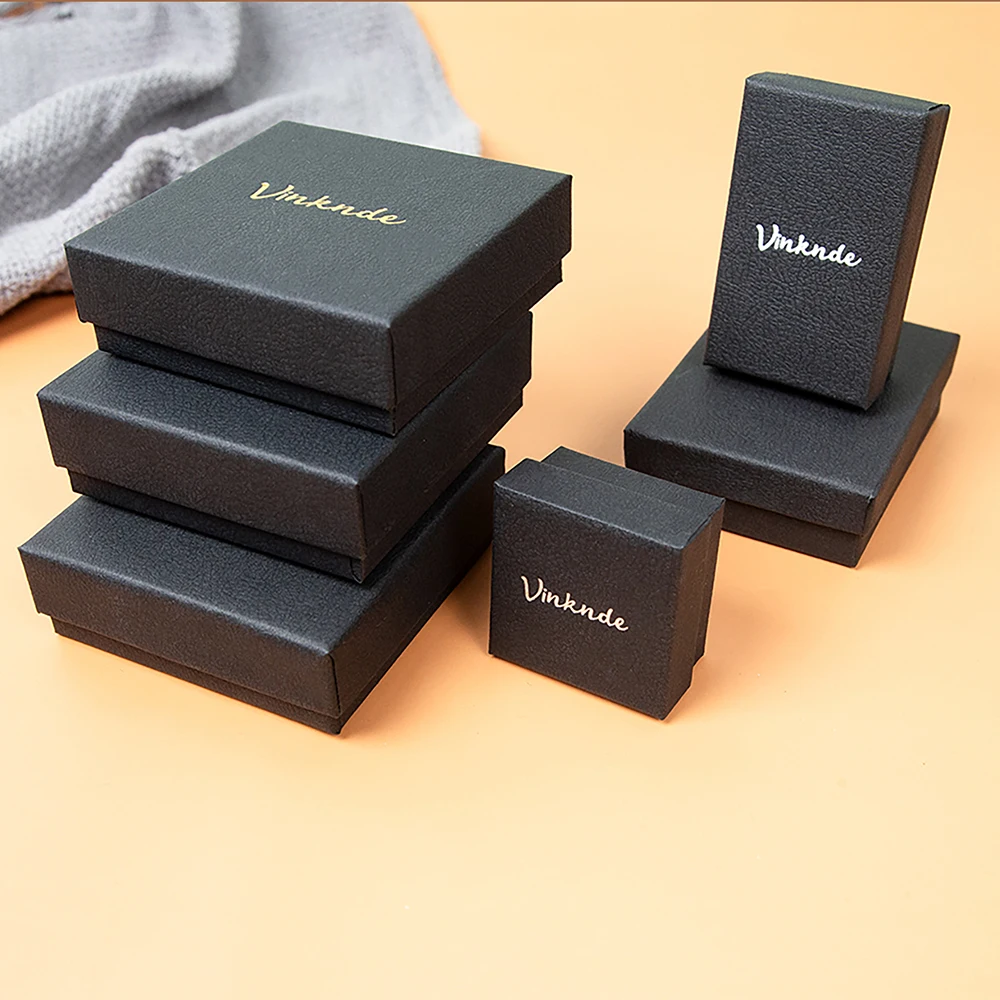 

Luxury Textured Cardboard Gift Box with Velvet Insert Foam Simple Earrings Ring Necklace Bracelet Jewelry Package Boxes with Lid