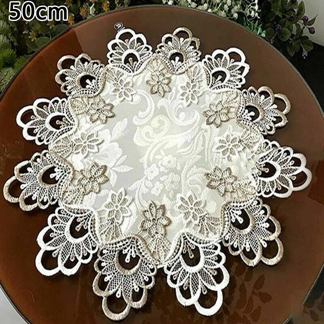 European Modern Fabric Lace Trim Tablecloth Bedroom Balcony Small Round Tablecloth Hotel Restaurant Banquet Party Big Tablecloth