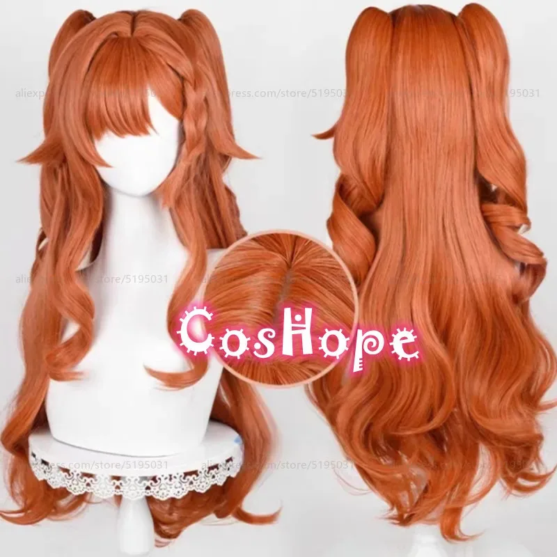 2025 Sonetto 78 cm lockig mit Pferdeschwänzen orange braune Perücke Cosplay Anime hitzebeständige synthetische Perücken