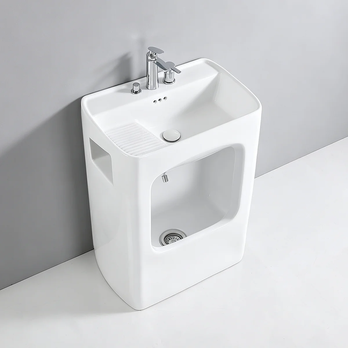 Wudu Sink,Freestanding Ceramic Pedestal Foot Wash Basin,Muslim Ablution Sink for Mosque,Bathroom Lavabo