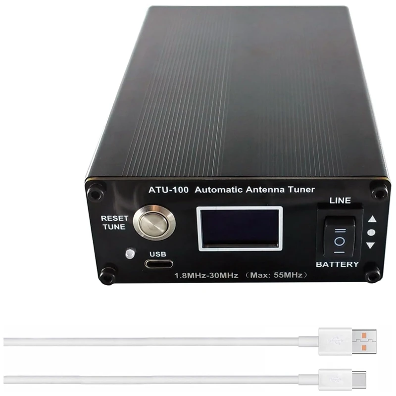 ATU-100 Antenna Tuner For Ham Radio 1.8-55Mhz Automatic Antenna Tuner By N7DDC 100W Open Source Shortwave With Battery Black