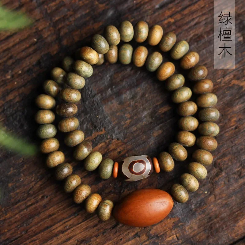 

Green sandalwood 0.8×58 abacus beads bracelet bracelet chain men and women's rosary Buddha beads wholesale