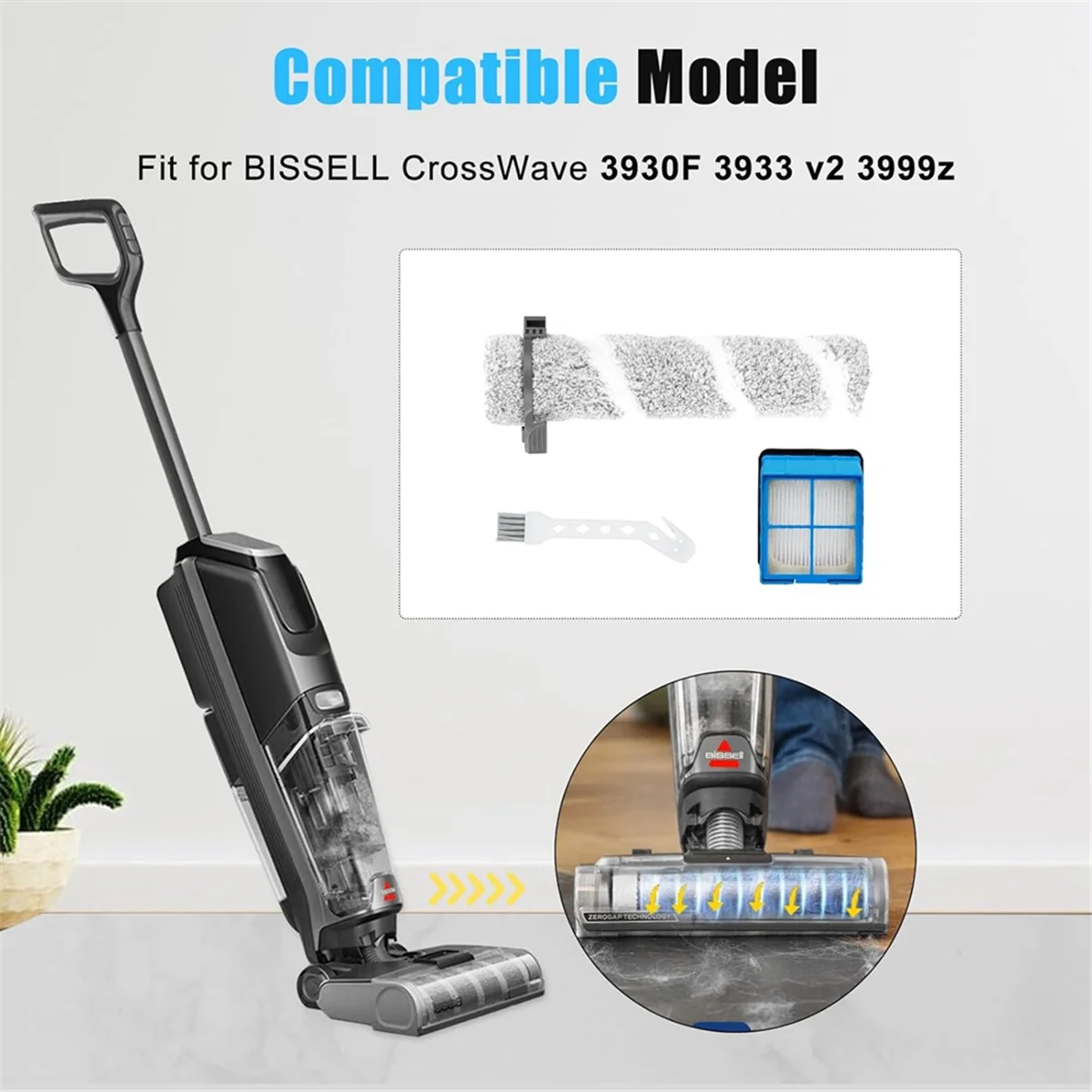 Qa88x 1 conjunto para eureka new430bl/joonr ed12 aspirador de pó peças reposição rolo principal escova e esponjas filtros