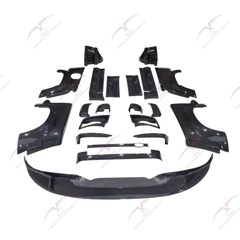 Modificación de parachoques de coche, falda lateral de labio delantero de fibra de carbono, capó de coche adecuado para Defender Upgrade KN, Kit de carrocería ancha