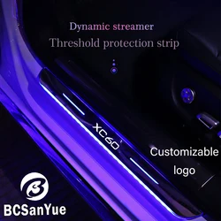 Luce di davanzale luminosa per porta a LED per auto per Volvo XC60 USB Power Moving Welcome Pedal soglia striscia di protezione adesiva antigraffio