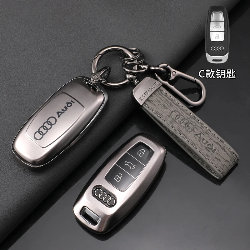 Car Remote Key Case Cover Fob For Audi 4K A8 E-tron Q5 Q7 Q8 C8 D5 SQ8 R8 A1 A3 A4 A6 A7 Fob Protector Holder Replacement Smart