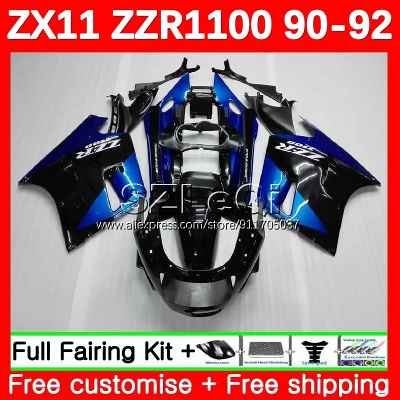 ZX-11R For KAWASAKI NINJA ZZR 1100 CC ZX-11 ZX11R Blue black 90 91 92 113No.8 ZZR1100 ZX 11R 11 ZX11 R 1990 1991 1992 Fairing