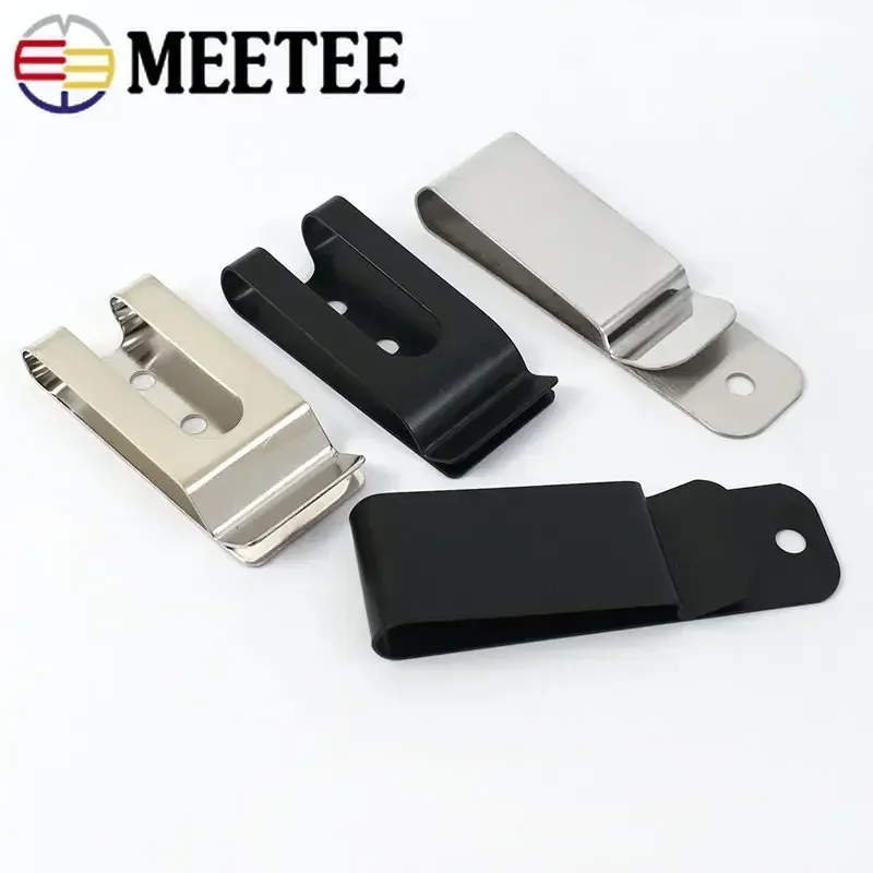 2/5Pcs Double Holes Metal Belt Clips Buckle Sheath Spring Clip Clasp Hooks for Leather Wallet Purse Band Loop Clasps Accessory