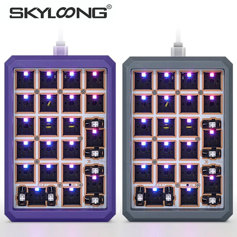 SKYLOONG GK21s GK21 Rgb 21keys Diy Kit Hot Swap Pcb Aluminum Alloy Shell Mechanical Keyboard Numpad Double DIY Mode