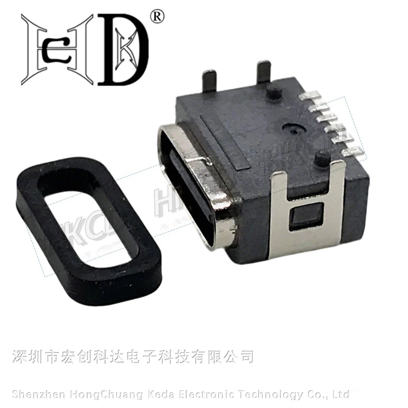 5Pcs Waterproof Type-C Female Connector 6PIN 16PIN Vertical SMD High Current Fast Charging Jack Port USB-C Charger Plug Socket