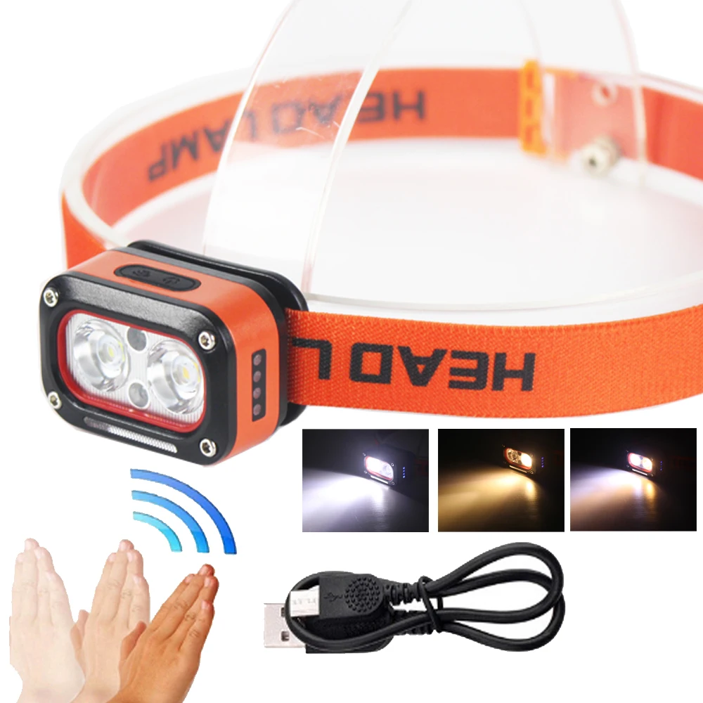 

Portable Lantern Waterproof 2*XTE Three Light Source Headlight USB Charging Outdoor Night Run LED Lighting Head Lamps Headlights