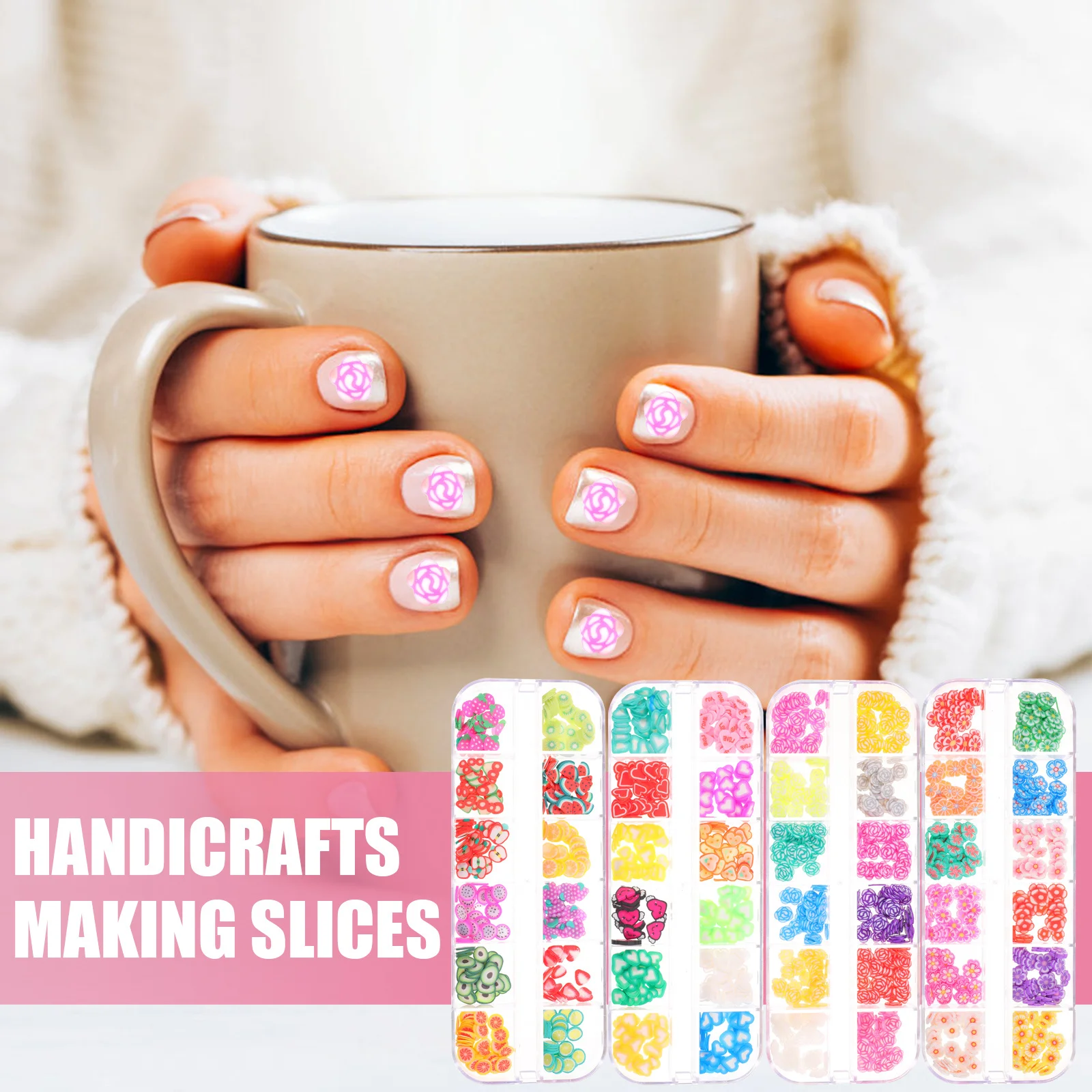

4 Boxes Nail DIY Art Accessories Decor Clay Patch Bead Making Polymer for Jewelry