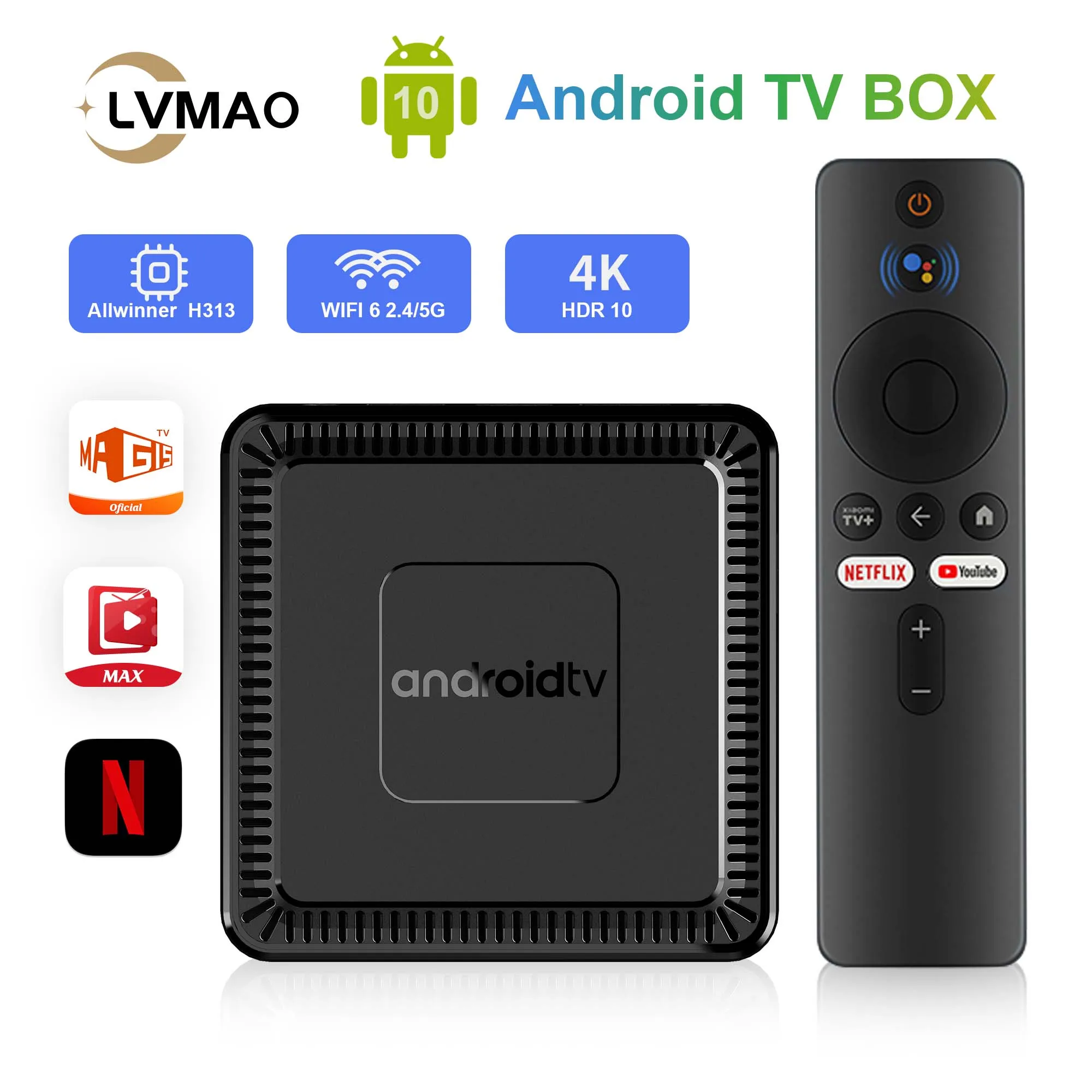 LVMAO Q7 TV Box Android 10 H313 Quad Core Cortex A53 Support 4K Google BT Voice Video 16G Wifi Voice Media Player TV Set-top Box