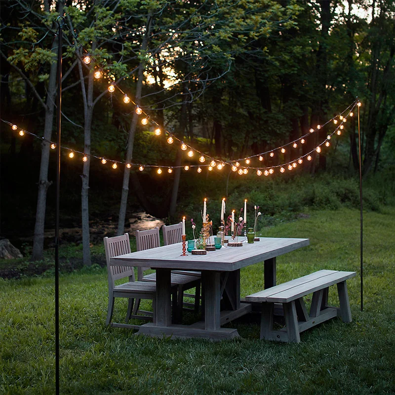 LED Festoon String Light, Lâmpadas G40, ao ar livre, impermeável, lâmpada de bola guirlanda, iluminação de casamento, energia solar, 21m