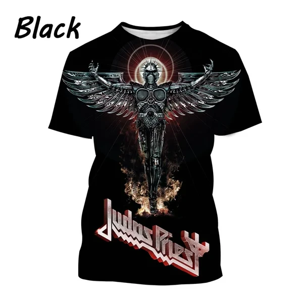 Camiseta de Metal con estampado 3D de Judas Priest para hombre, ropa de calle Vintage de manga corta, Hip Hop, cuello redondo, moda Unisex