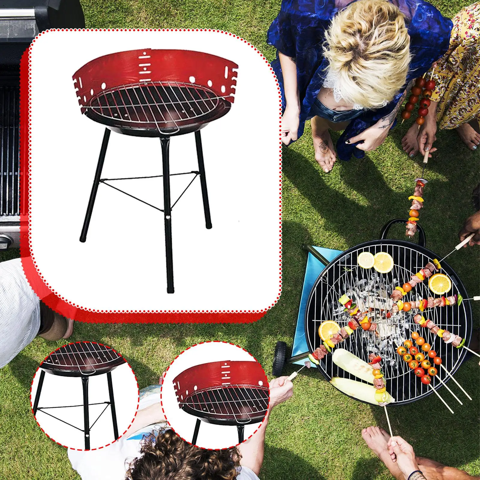 

Угольный гриль, стабильный штатив, небольшой гриль-барбекю для наружного балкона, патио