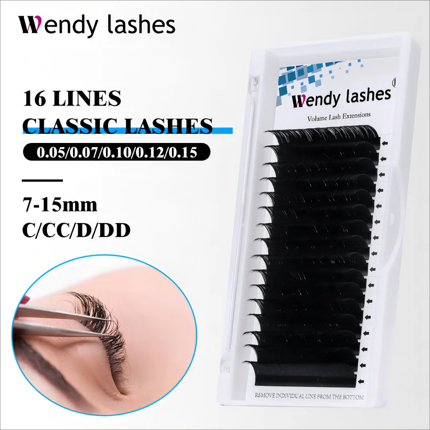 16 Rows Individual Eyelash Extension Faux Mink Classic Eyelashes Thick Natural Soft Makeup lash Wendy lashes wholesale supplies