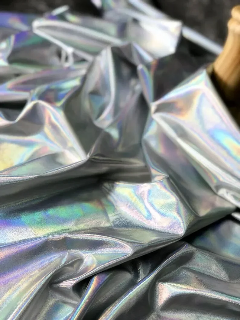 Soft Reflective Fabric Rainbow Reflective Fabric,Designer Fabric, Coated show dress fabric Halloween Costume 1 yards - Image 3