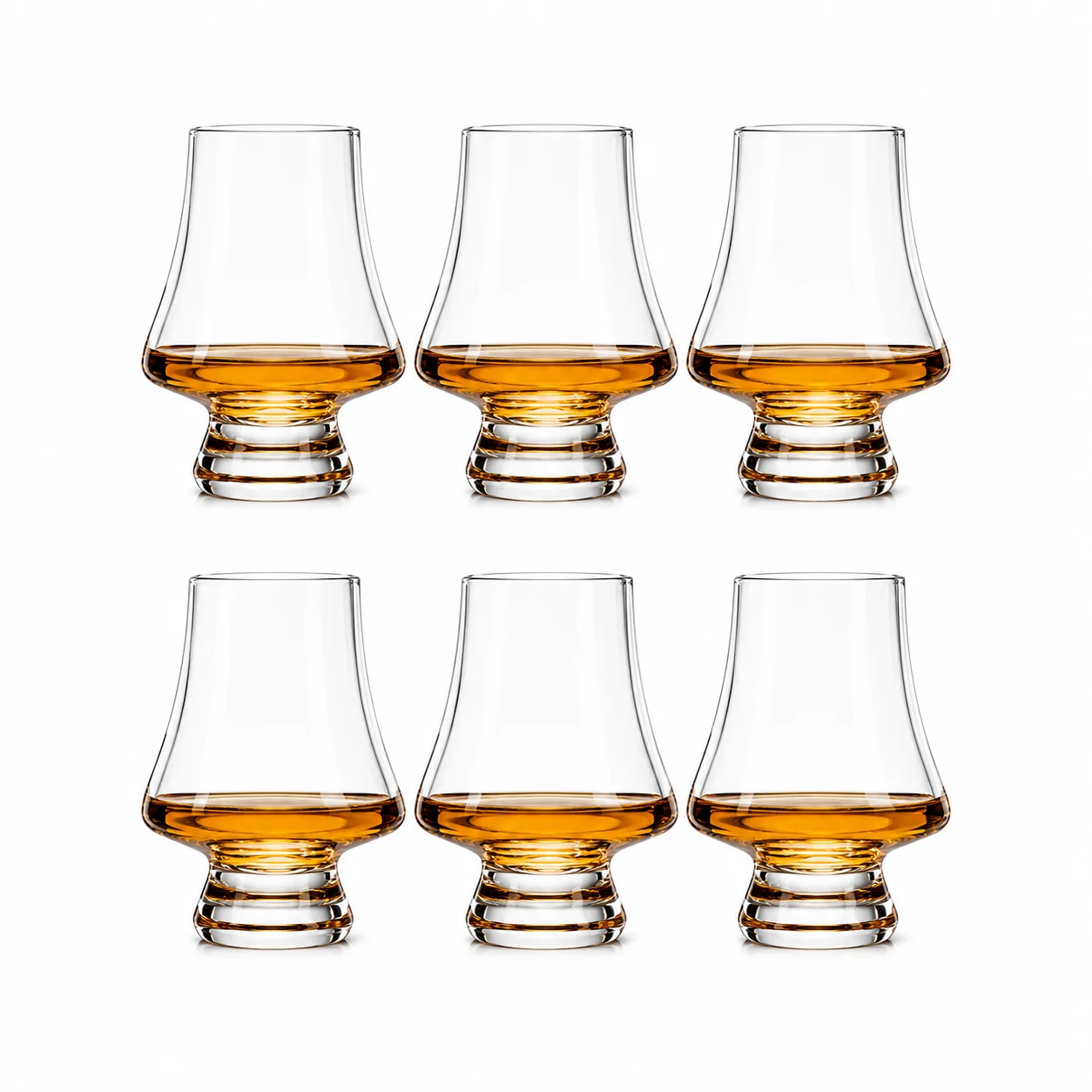 Conjunto de 6 Copos de Cristal para Bourbon Whisky 250ML com Borda Estreita - Feitos à Mão - Ideais para Cognac e Brandy