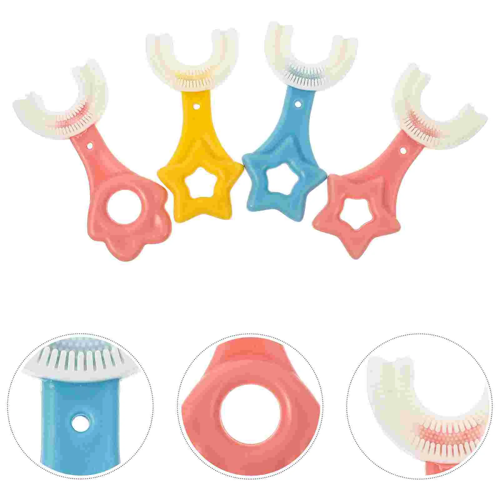 Brosse à dents manuelle en forme de U, 4 pièces, soins personnels, nettoyeur électrique pour enfants