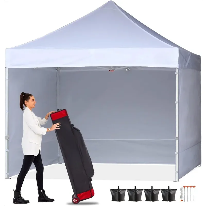 

Easy Up Canopy Tent with Sidewalls 10x10 Commercial -Series, White