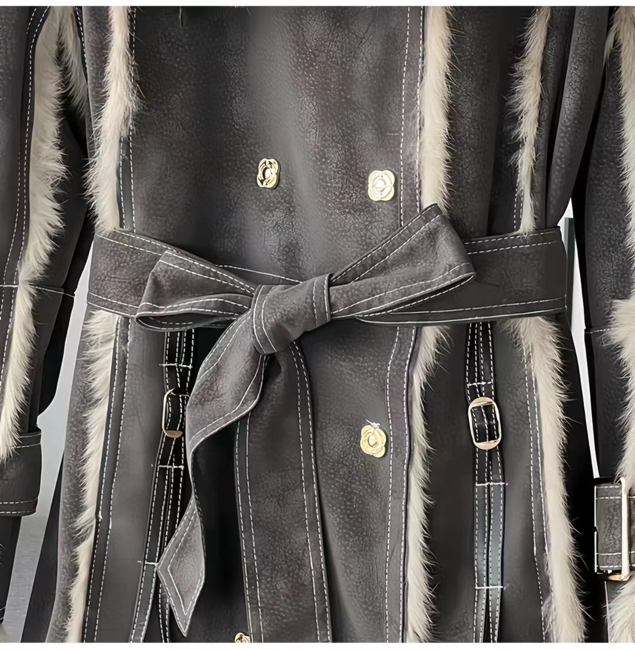 Real Leather Rabbit Fur Coat for Women, Thick Warm Lamb Fur Jacket, Loose Overcoat, Female Clothing, High Quality, New, Winter