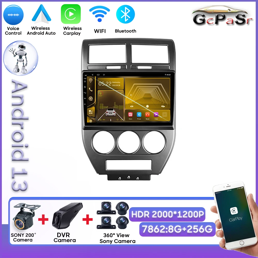 

Car Android For Jeep Compass 1 MK Compass Patriot 2006 - 2010 Carplay Touch Screen No 2din DVD Bluetooth Mirror Link 8 Core 5G