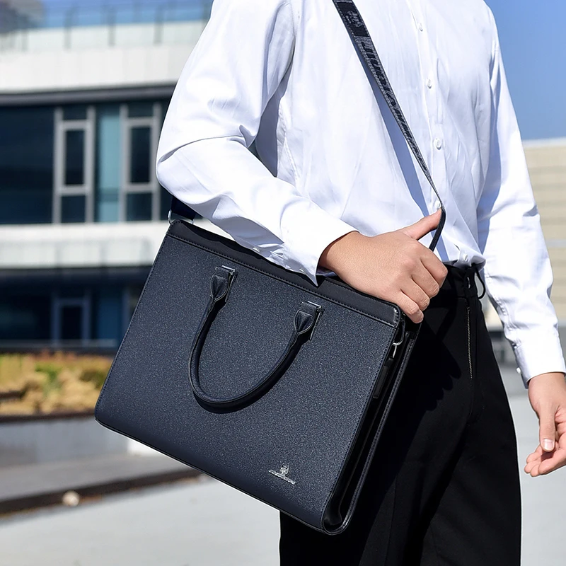 حقائب رجالية حقيبة تنفيذية مصمم PVC مكتب الأعمال الكتف مربع الجانب كمبيوتر محمول رسول Crossbody A4 حقيبة المستندات
