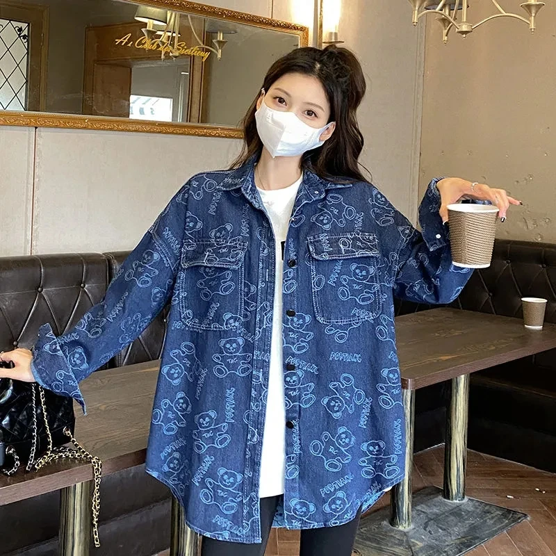 Denim Shirt Women\'s Korean Version Loose Mid-Length 2022 New Spring Net Red Design Niche Shirt Jacket Ladies Denim Jacket W3167