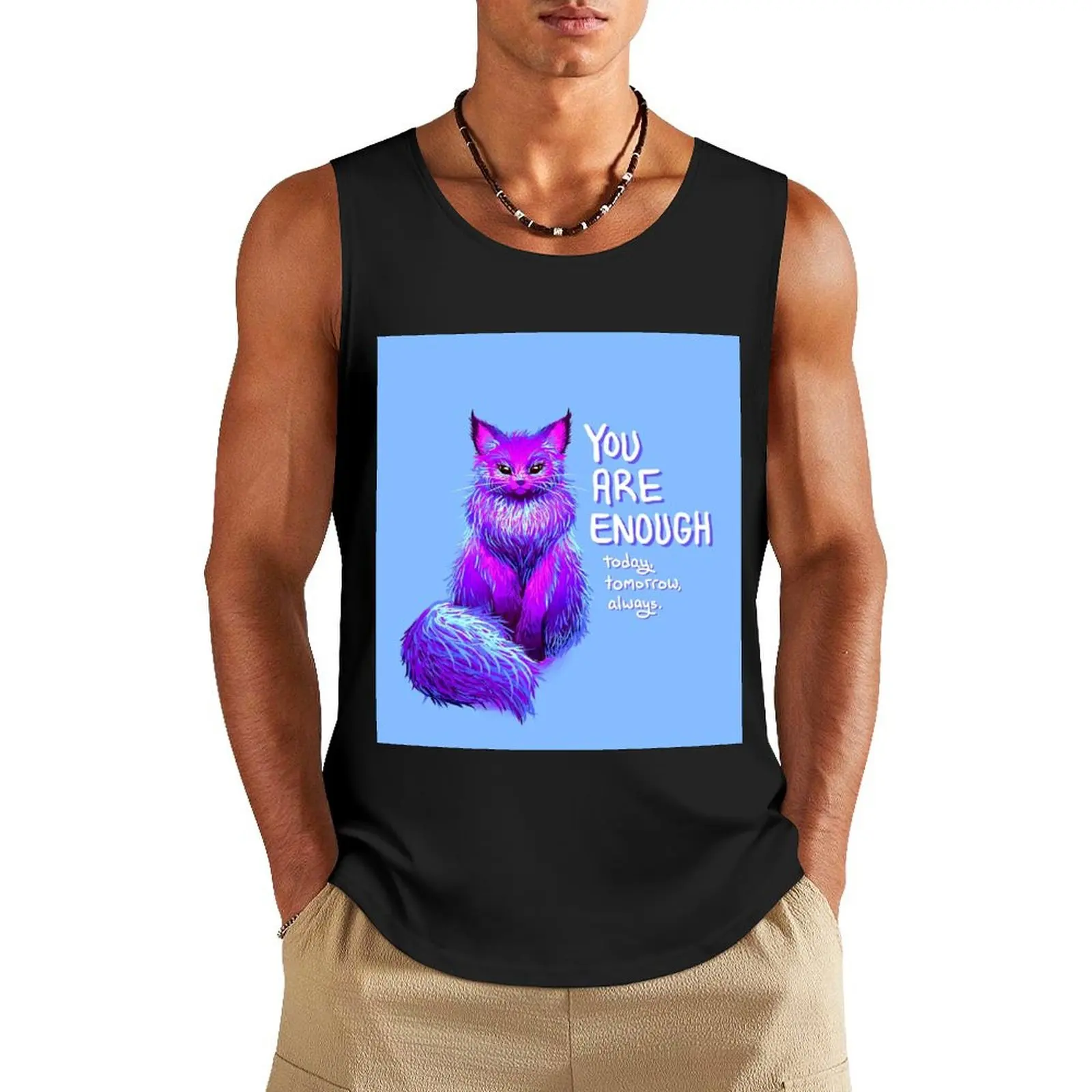 

YOU ARE ENOUGH Magical Maine Coon Cat Tank Top anime clothes Men's t shirt sleeveless tshirts for men