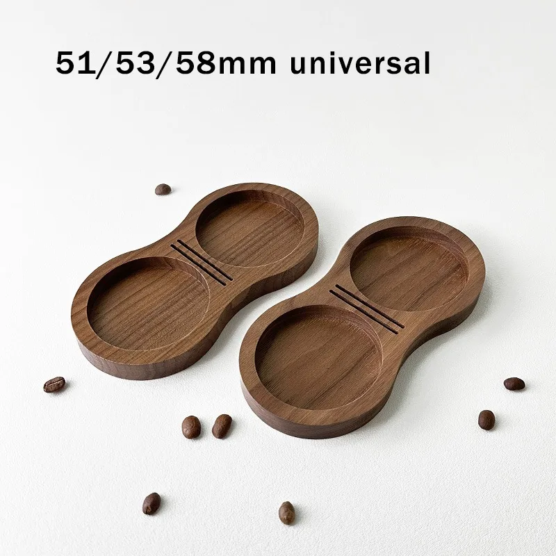 51/53/58 Universal Coffee Tamper Storage Board Walnut Powder Distributor Water Distribution Network Storage Base Coffee Utensils