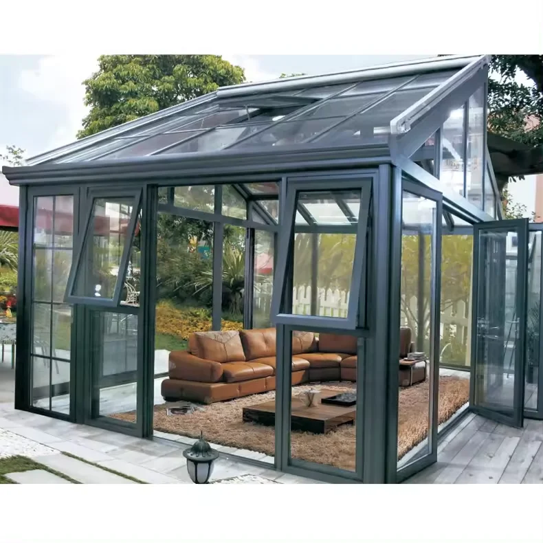 Glass House Aluminum Precast Outdoor Garden Four Seasons Precast Free Standing Sunroom