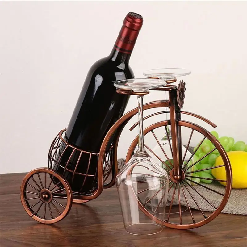 Weinregal europäischen Stil, kreatives großes dreirädriges Auto in Form von Eisenmaterial, Weinregal Retro-Heimland, O