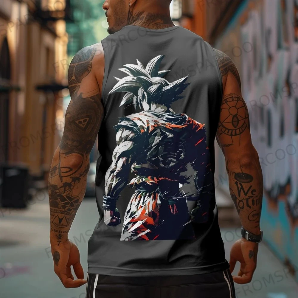Dragon Ball Anime Goku Peripheral Printed Tank Top Men's Sports and Leisure Loose Summer Fashion Cotton Tank Top view 4