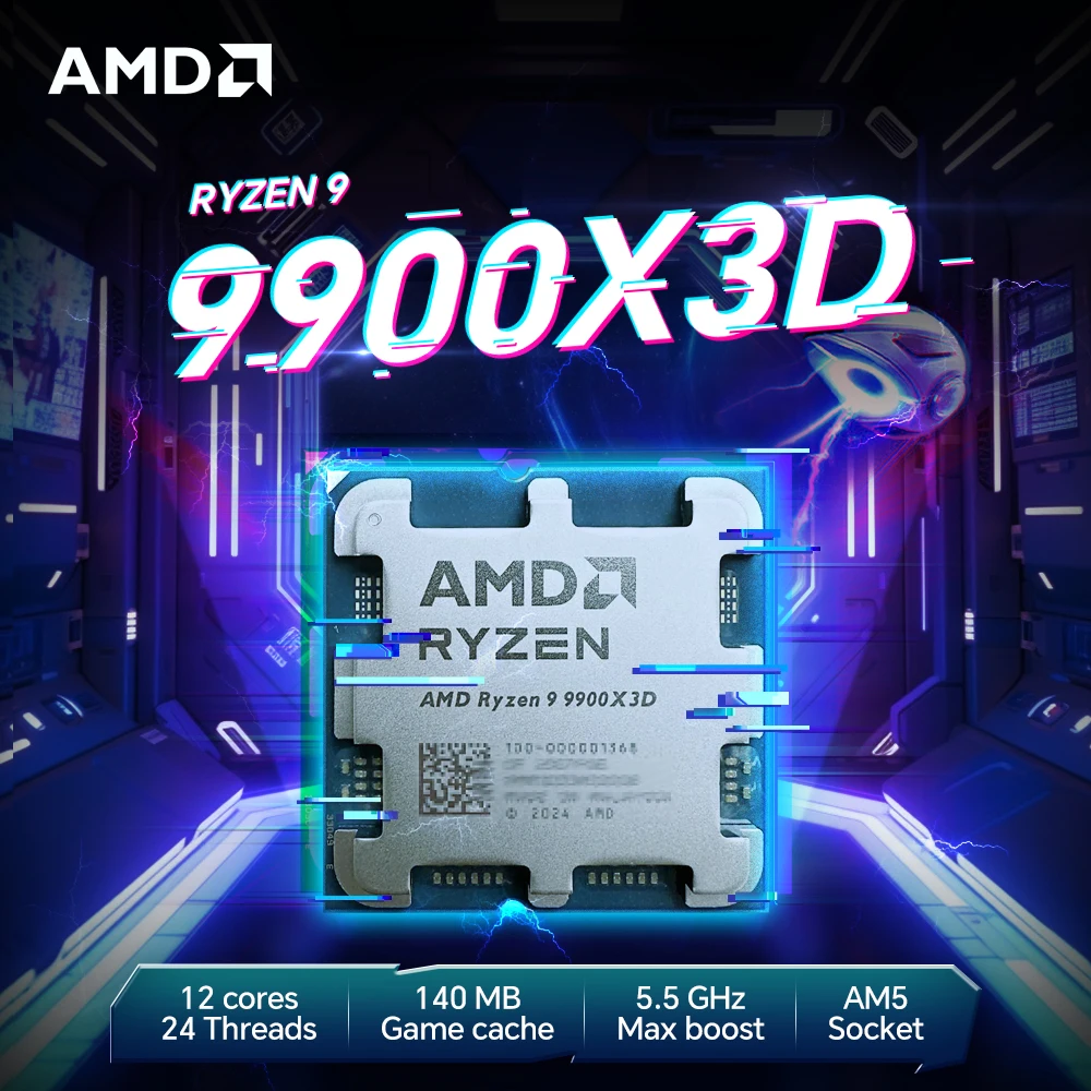 معالج الألعاب AMD Ryzen 9 9900X3D 120 وات 4.4 جيجا هرتز 4NM L3=128M 12-Core 24-Thread R9 9900X3D DDR5 مقبس AM5 ولكن بدون مروحة #2
