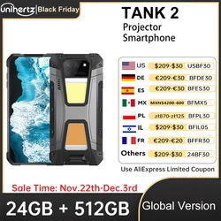 Unihertz 8849 TANK 2 Waterproof Projector Smartphone Up to 256/512GB Rugged Cellphone 64MP Super Night Vision 15500mAh Phone