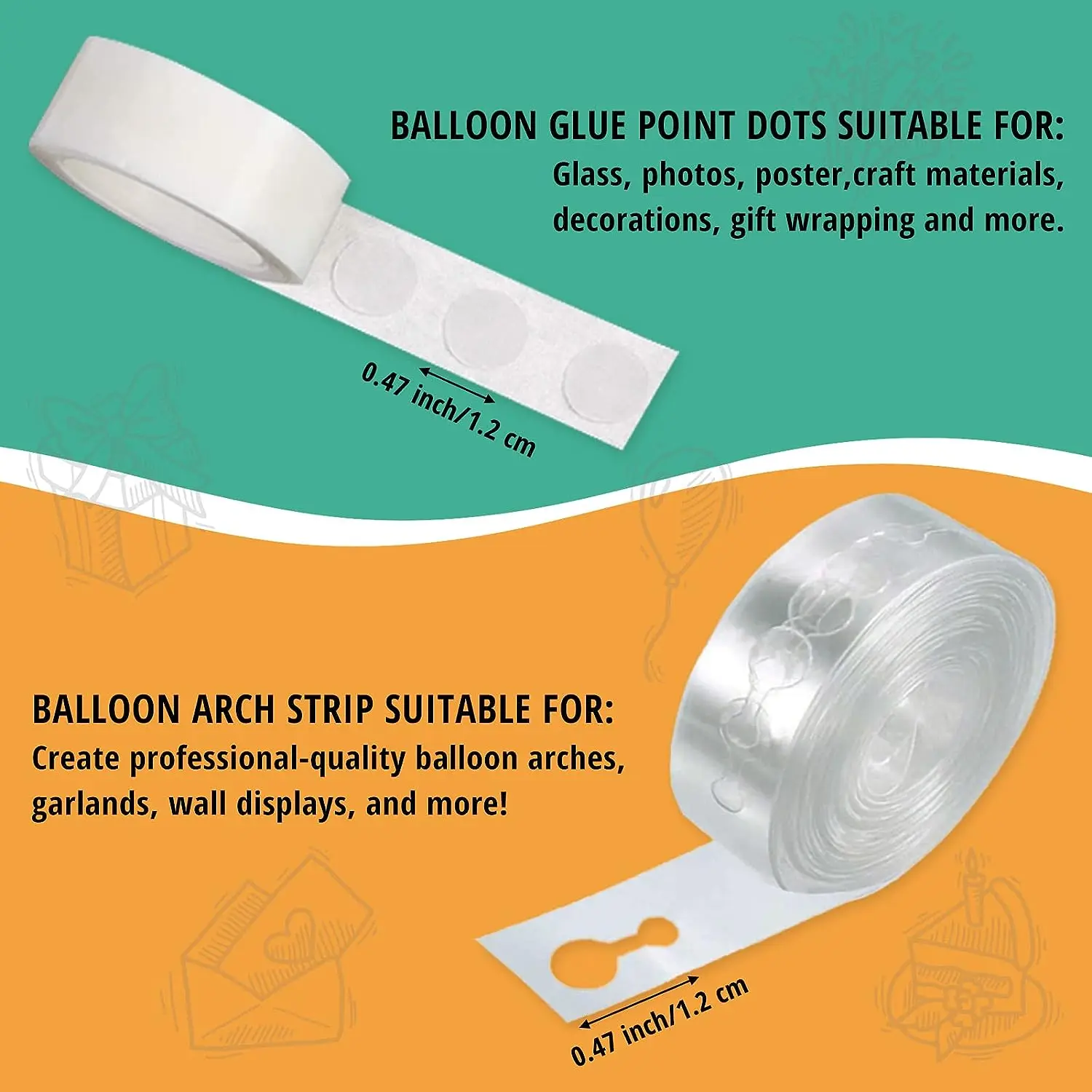 2/4/6/10Pcs Balloon Arch Strip Kit for Garland Balloon Tape Strips and  Point Dot Stickers for Wedding Birthday Party Decoration