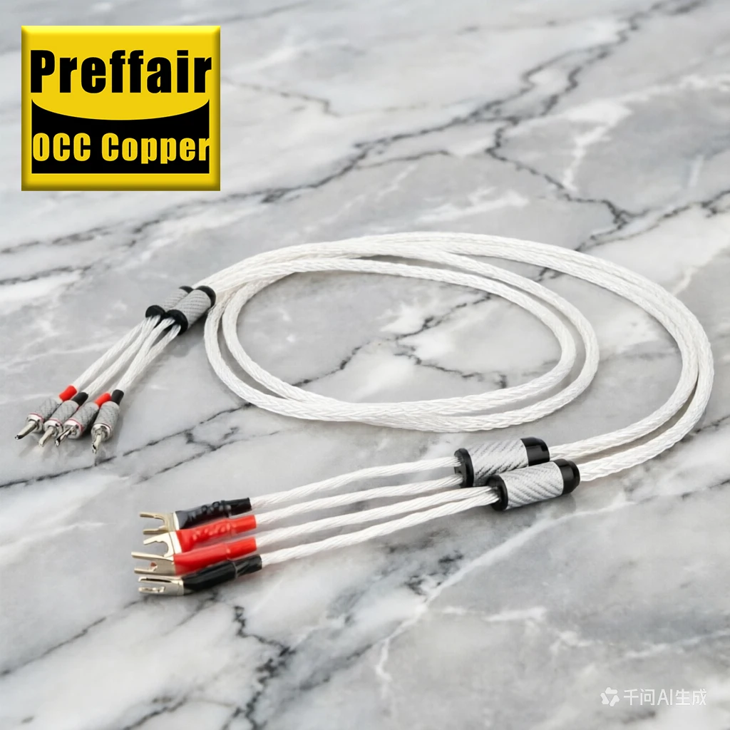 

Preffair Hifi 8AG Speaker Cable Pure Silver plated OCC Hi-end Speaker Wire for Amplifier/CD 1Pair banana plug to spade plug