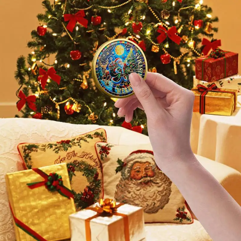 Christmas Commemorative Coin Christmas Tree Santa Claus Commemorative Coin Merry Christmas Collectible Coin Challenge Coin