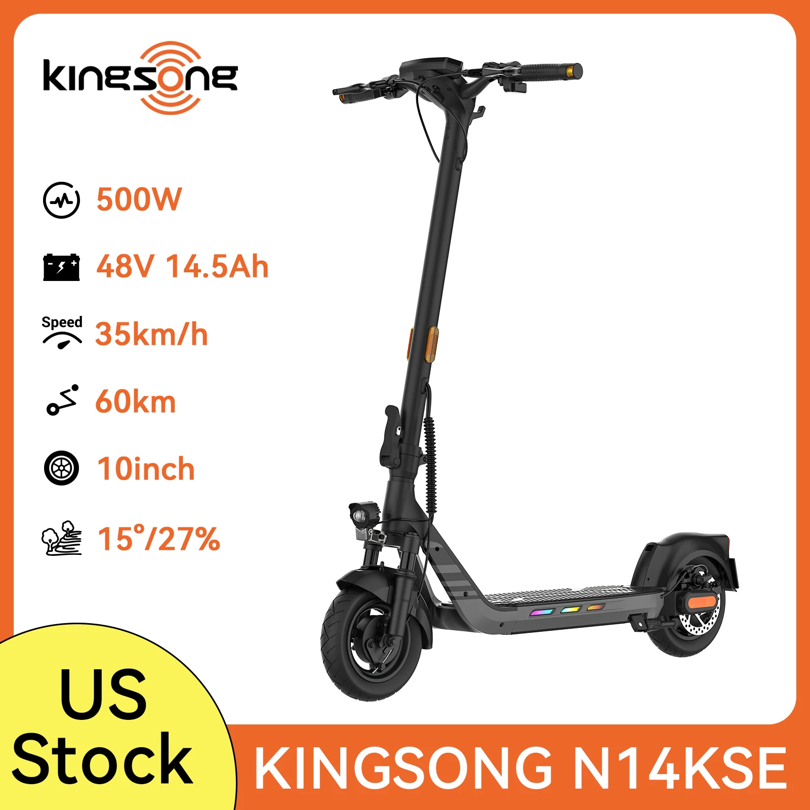 

Электросамокат KINGSONG N14KSE: Мотор Pico 900W, запас хода 25 миль, внедорожные шины 10 дюймов, складной, с двойным тормозом.