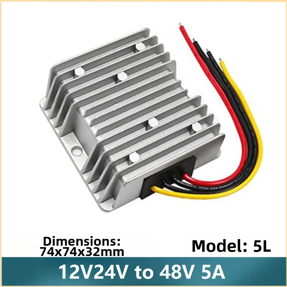 Waterproof IP68 12V 24V to 48V 5A DC-DC Converter for Electric Vehicle Power Solutions with Built-in Overcurrent Protection