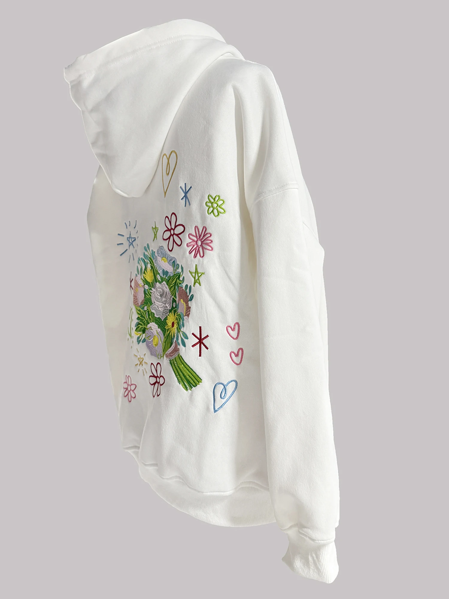 Feminino floral bordado hoodies oversized casual manga longa pulôver moletom com capuz outono moda streetwear tendência