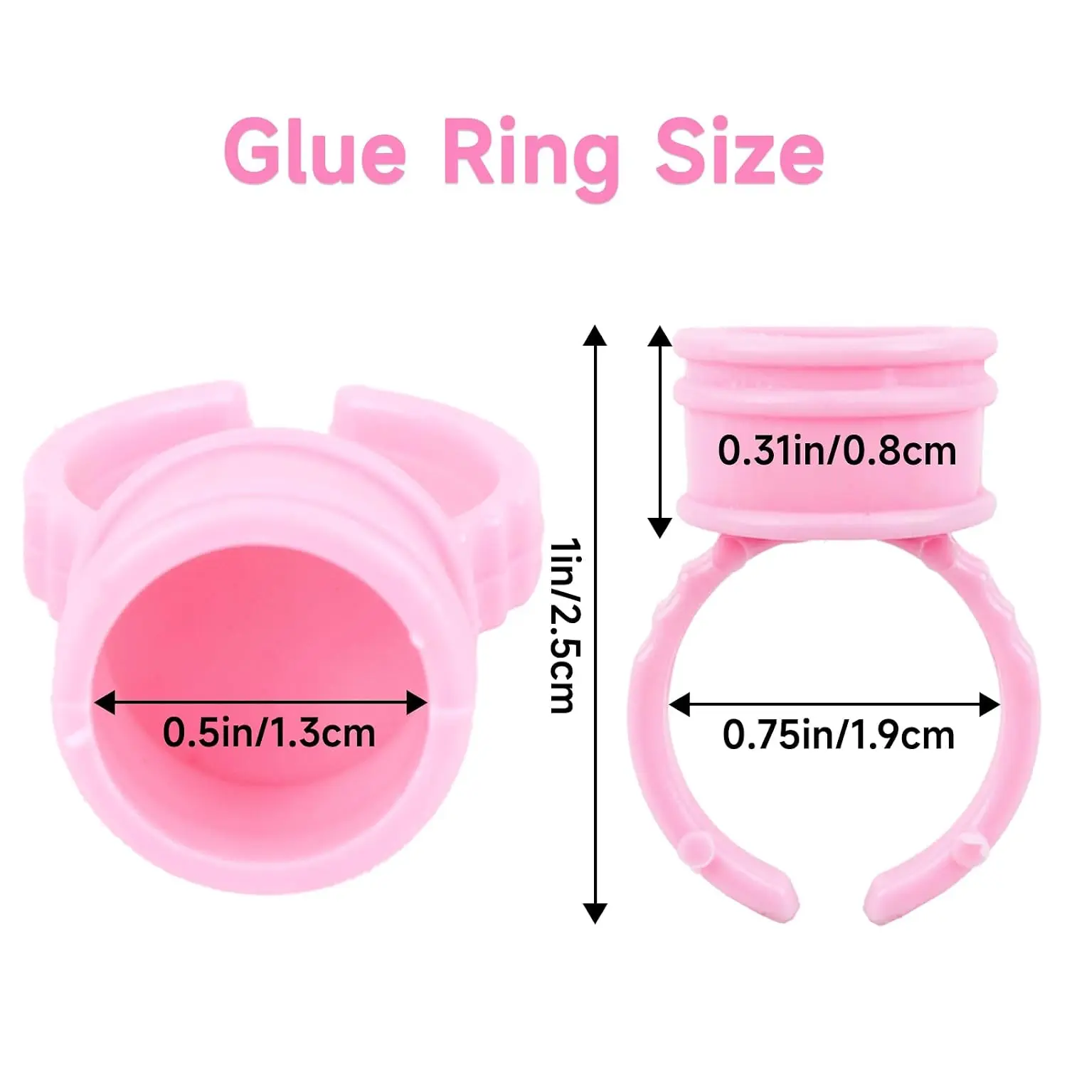 500Pcs Glue Rings for Eyelash Extensions Disposable Pink Eyelash Glue Holder, Makeup Plastic Glue Cup for Nail Art and Tattoo