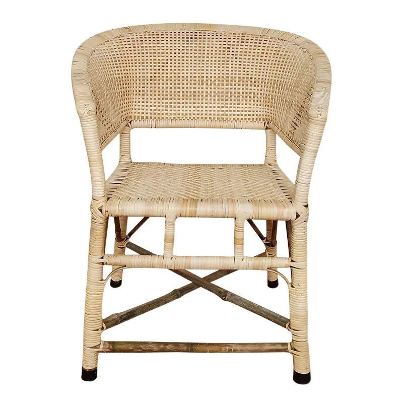 

Adult simple old-fashioned rattan chair, casual cool high back chair, natural rattan