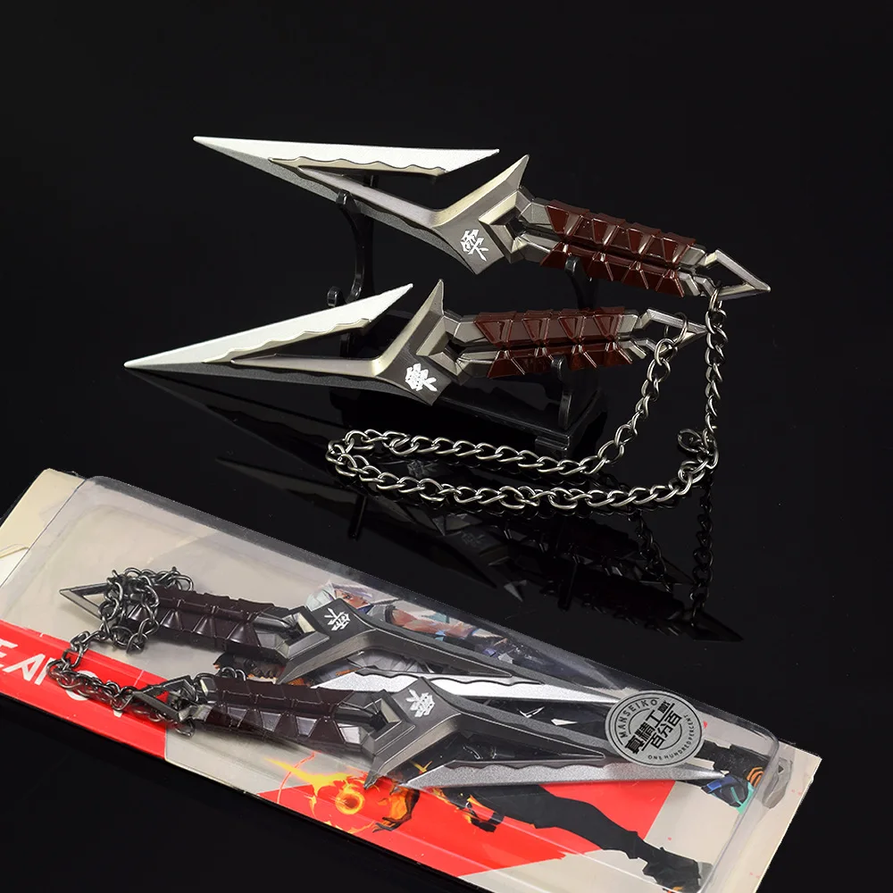 Valorant Melee Weapon Kuronami No Yaiba 1 Pair Metal Keyring Model Replica Game Prop Steel Katana Samurai Safety Toys Boys Gifts