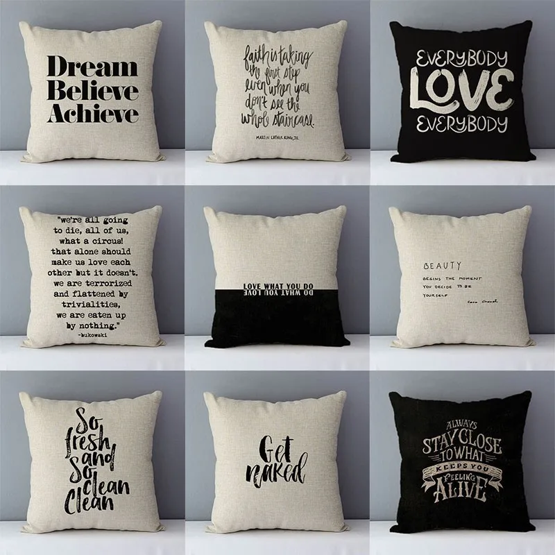 Dream believe achieve letters printed quality cozy cushion cover home decorative pillows square 45x45cm pillowcase for couch D5