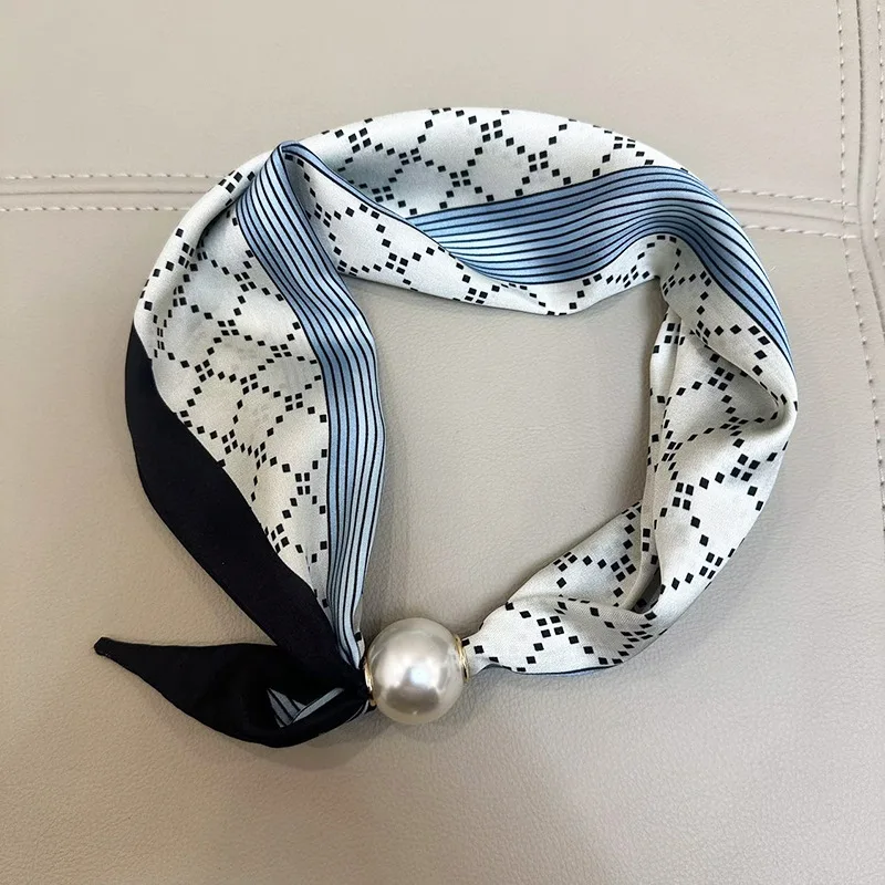 Elegante Parel Staart Magnetische Sluiting Sjaal 2025, Zomer Nieuwe Veelzijdige Ademende Mode Artistieke Accessoire Hals Wrap Sjaals