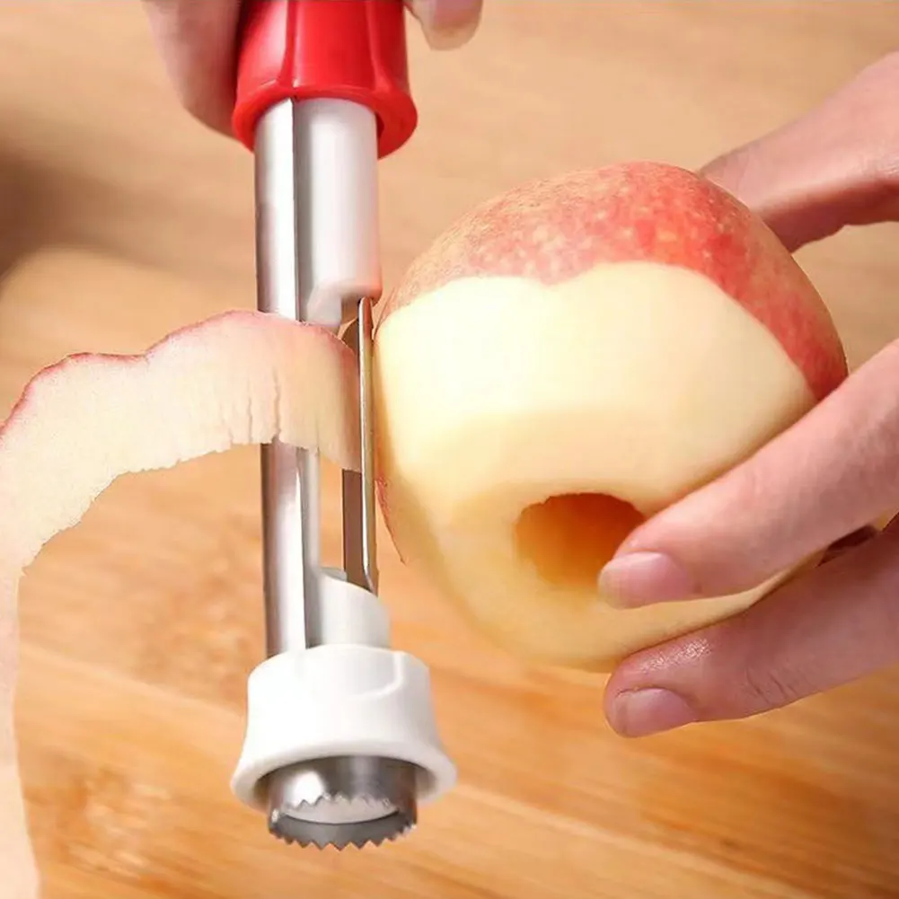 2 in 1 Apple Core Remover Telescopic Stainless Steel Fruit Corer Apple Coring Tool Apple Seed Remover Kitchen Gadgets Tool