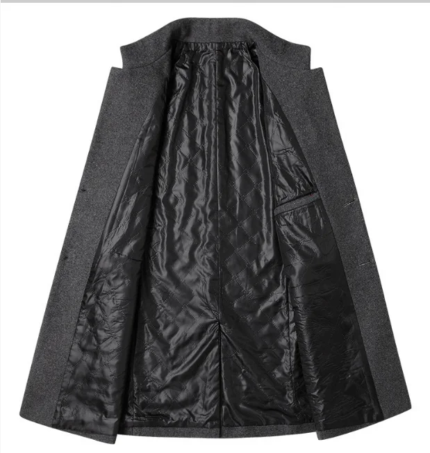 

Men Winter Trench Coats Long Jackets Men Slim Fit Casual Wool Blends Business Casual Trench Thicker Warm Long Coats Size