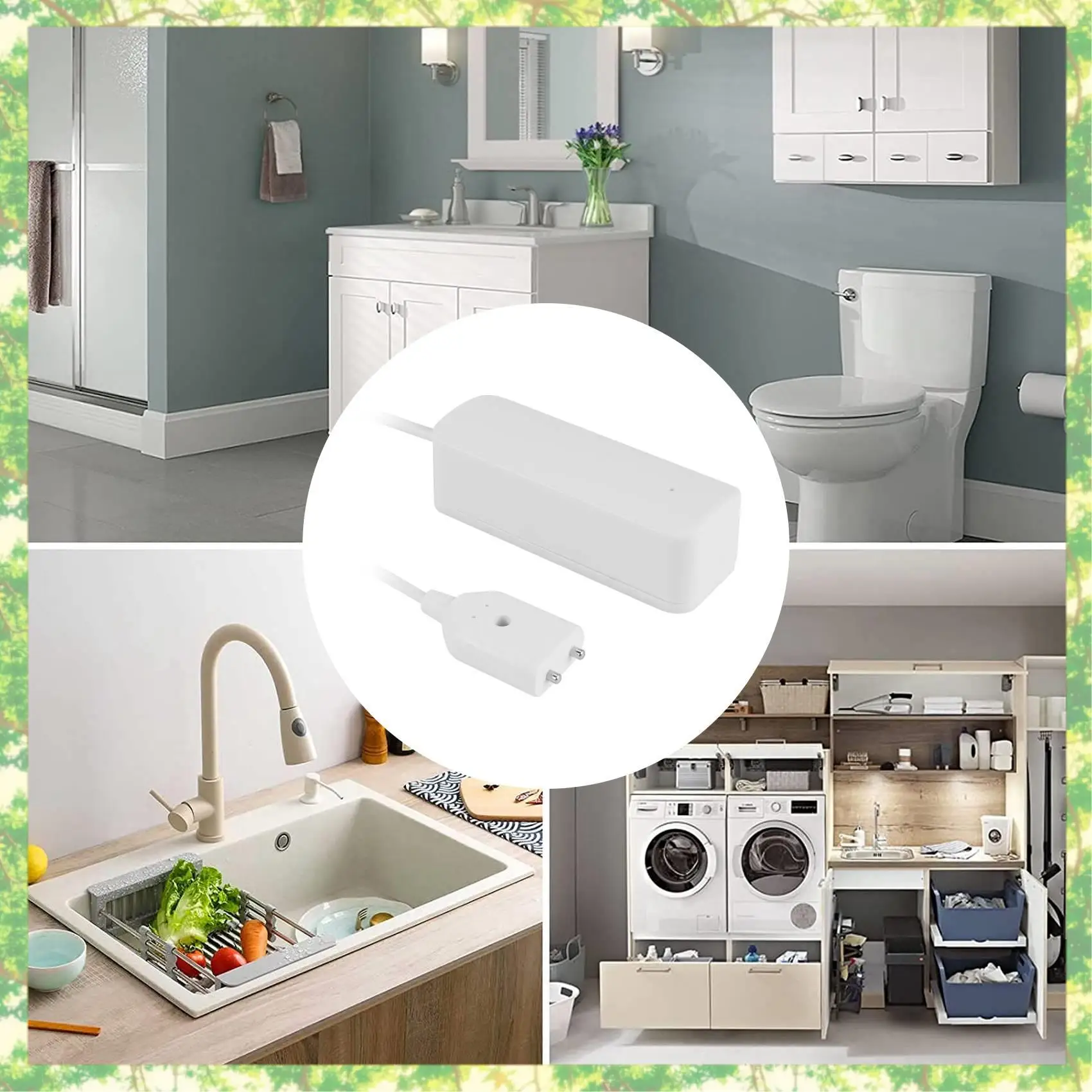 Smart-Tuya Zigbee Sensore di perdite d'acqua Rilevatore di allagamenti wireless Avviso di rilevamento di perdite d'acqua Allarme di troppopieno del livello dell'acqua